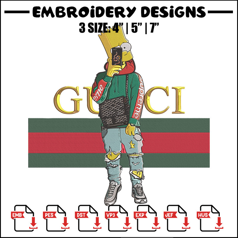 Bart Simpson Embroidery Design, Simpson Embroidery, Embroidery File, Anime Embroidery, Gucci shirt, Digital download.jpg