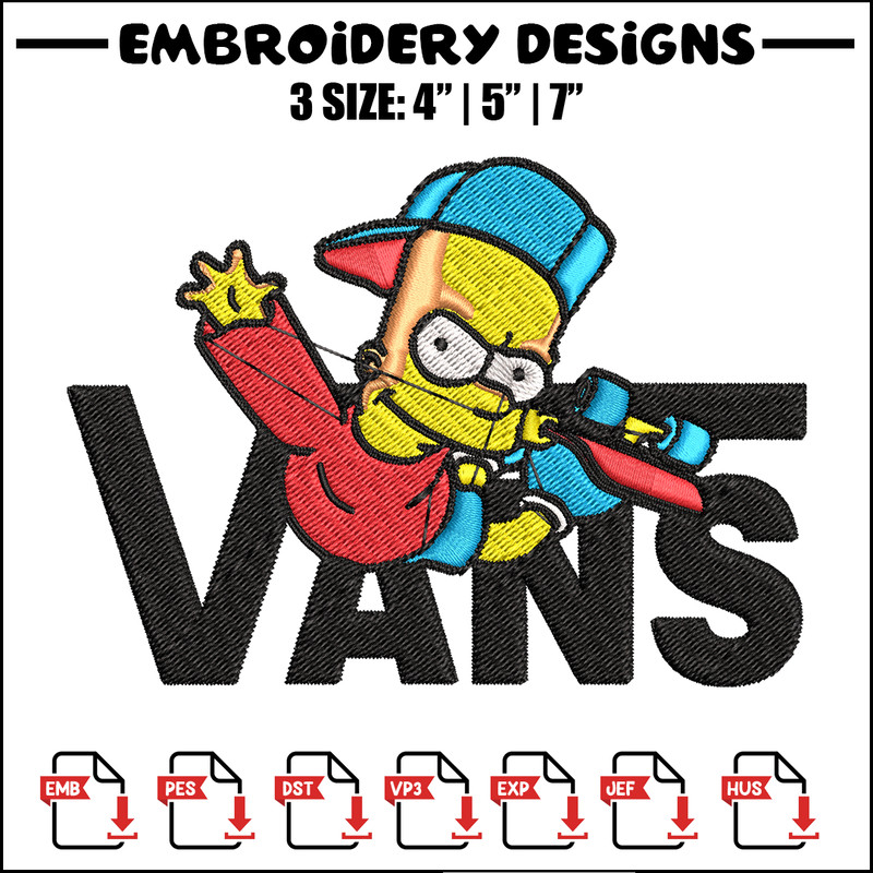 Bart Simpson Vans Embroidery design, Simpson Embroidery, cartoon design, Embroidery File, Digital download..jpg