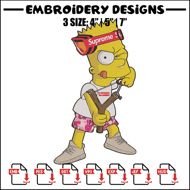 Bart x supreme Embroidery Design, Supreme Embroidery, Embroidery File, Anime Embroidery, Simpson shirt, Digital download.jpg