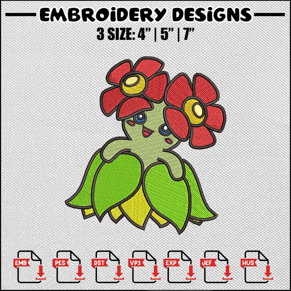 Bellossom embroidery design, Flower embroidery, Anime design, Anime embroidery, Embroidery shirt, Digital download.jpg