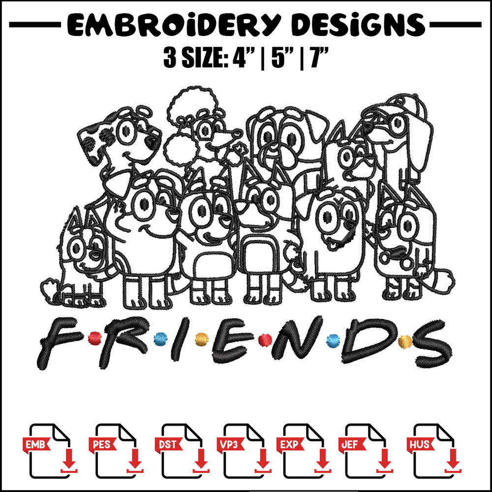 Bluey family Coloring Pages Embroidery, Bluey Embroidery, Embroidery File, cartoon design, logo shirt, Digital download..jpg