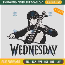 wednesday addams playing cello embroidery design wednesday addams embroidery design