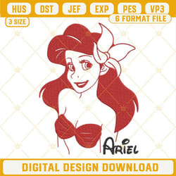 princess ariel embroidery designs, the little mermaid disney embroidery files.jpg