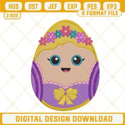 rapunzel easter egg embroidery design, princess easter day embroidery file.jpg
