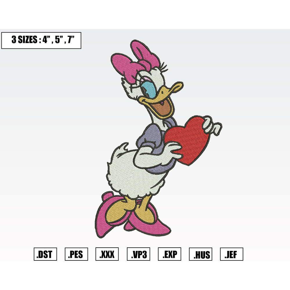Disney Daisy Duck Embroidery Designs, Machine Embroidery Files, Valentine Embroidery Files.png