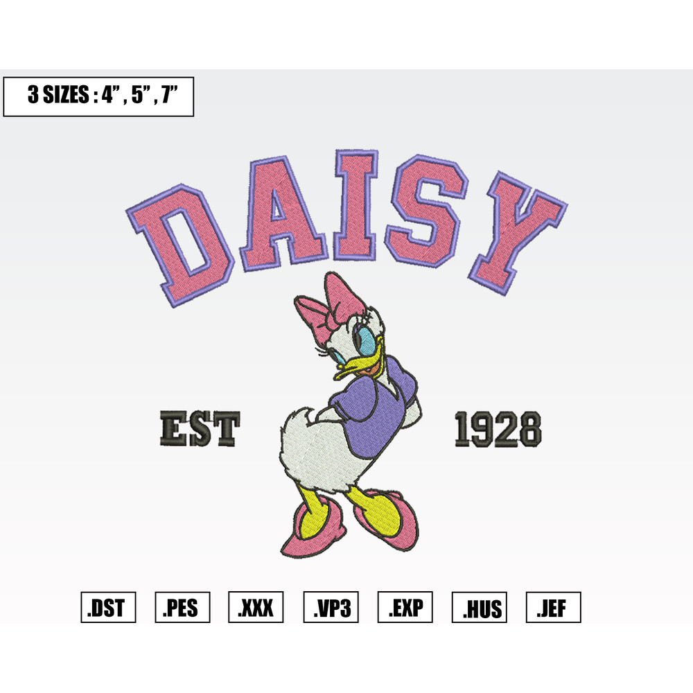 Disney Daisy Duck Est 1928 Embroidery Designs, Machine Embroidery Files, Disney Embroidery Files.png
