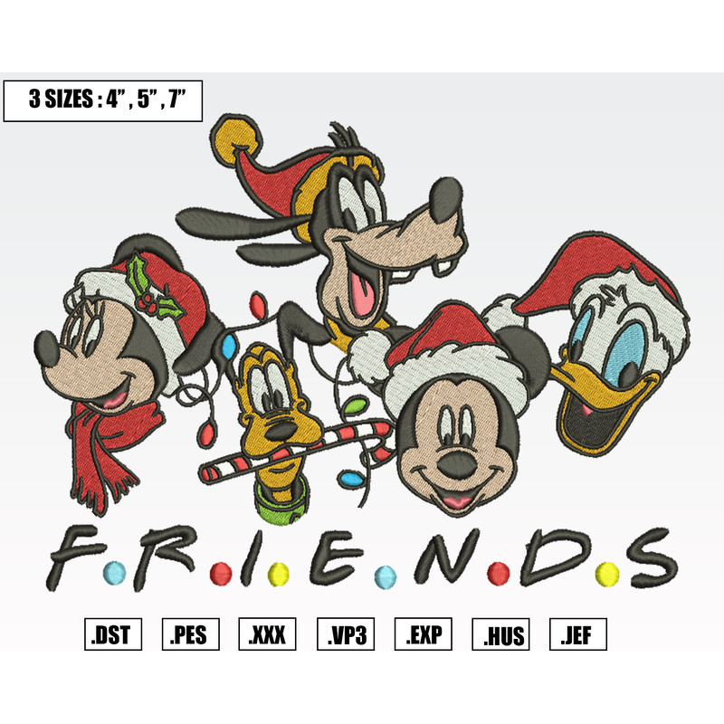 Disney Friends Christmas Embroidery Designs, Machine Embroidery Files, Christmas Embroidery Files.png