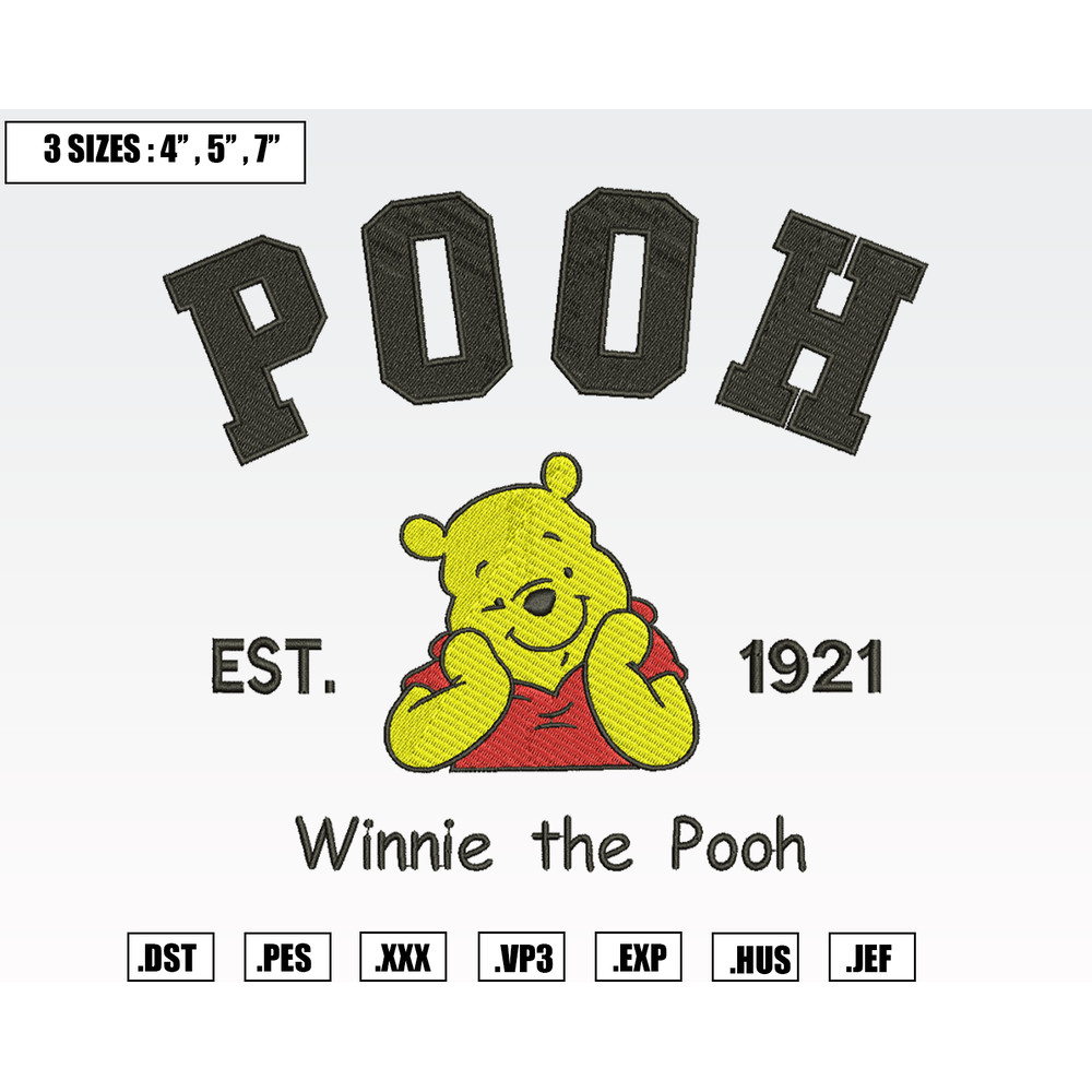 Disney Winnie The Pooh Est 1921 Embroidery Designs, Machine Embroidery Files, Disney Embroidery Files.png