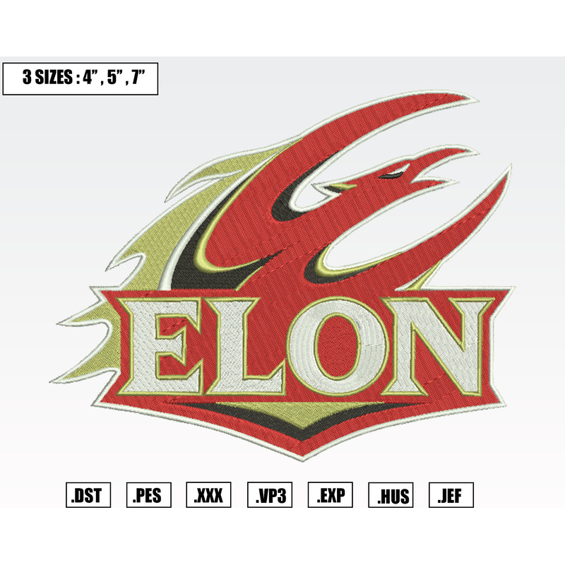 Elon Phoenix Embroidery Designs, Machine Embroidery Files, NCAA Embroidery Files.png