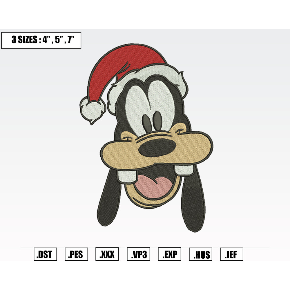 Goofy Santa Hat Christmas Embroidery Designs, Machine Embroidery Files, Christmas Embroidery Files.png