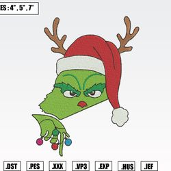 grinch christmas embroidery designs, christmas embroidery files, machine embroidery pattern165