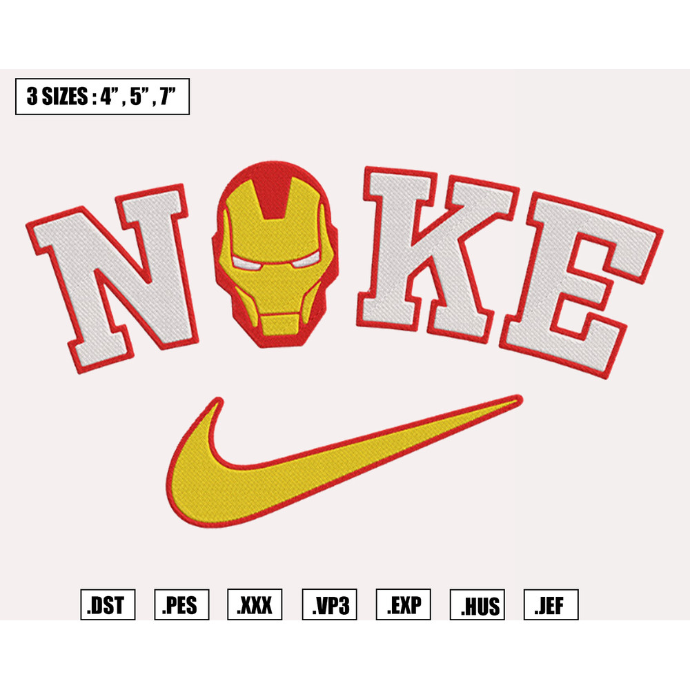 Iron Man Head x Nike Embroidery Designs File, Nike Machine Embroidery Designs, Machine Embroidery Design File.png