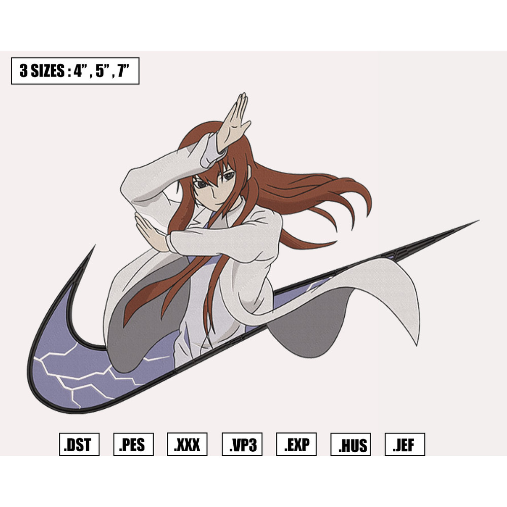 Kurisu Makise x Nike Embroidery Designs File, Anime Steins Gate Machine Embroidery Designs, Digital Download.png