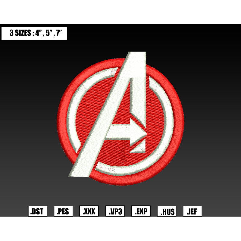 Logo Marvel's Avengers Embroidery Designs, Machine Embroidery Files, Marval Embroidery Files.png