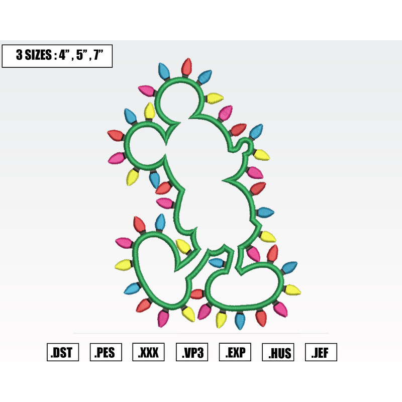 Mickey Christmas Lights Embroidery Designs, Christmas Embroidery Files, Machine Embroidery Pattern.png