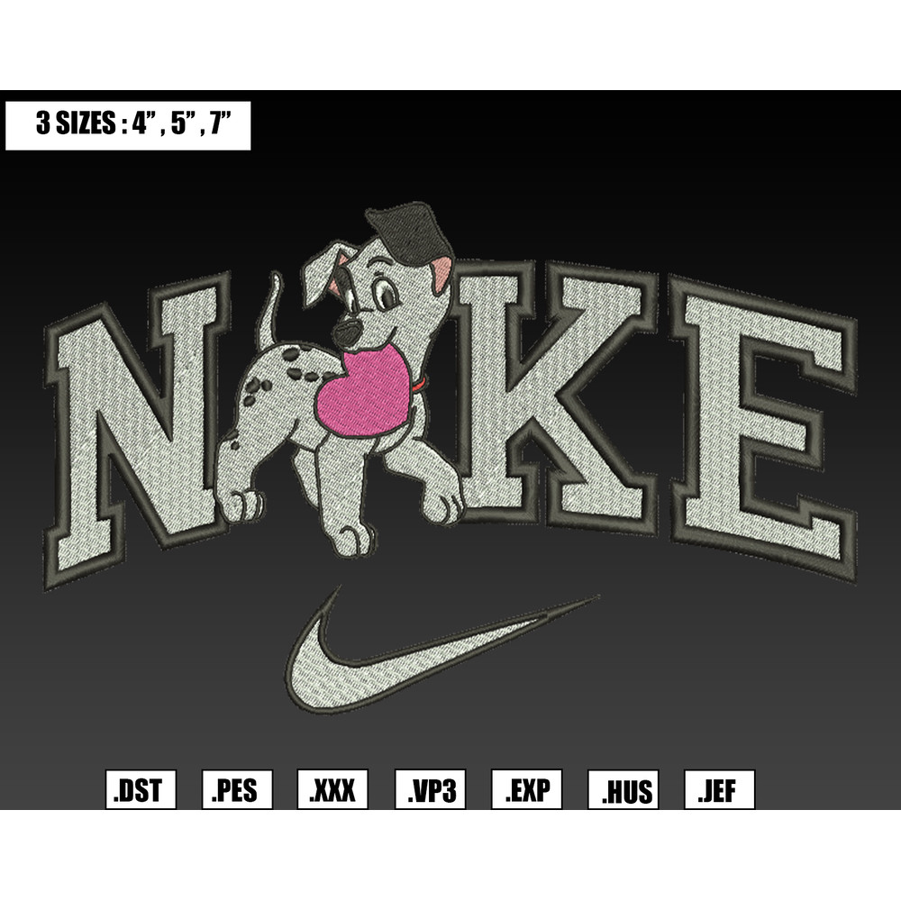 Nike Dalmatians Patch Heart Embroidery Designs, Machine Embroidery Files, Nike Valentine Embroidery Files.png