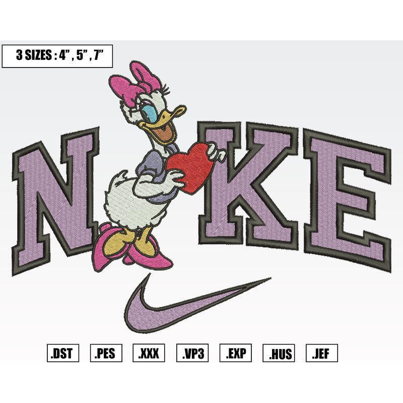 Nike Disney Daisy Duck Embroidery Designs, Machine Embroidery Files, Nike Valentine Embroidery Files.png