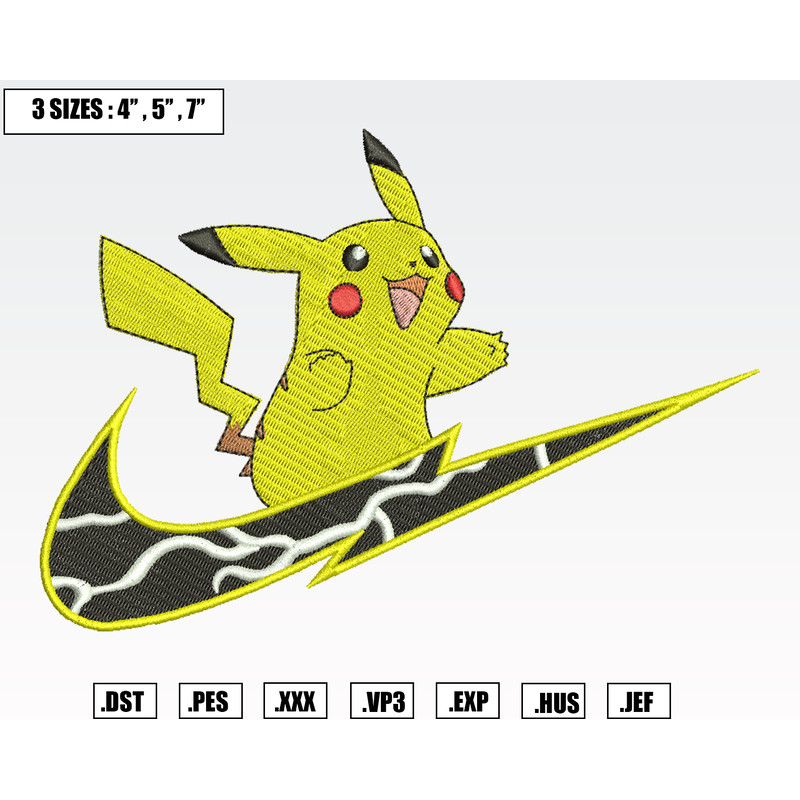 Nike Pikachu Embroidery Designs, Machine Embroidery Files, Pokemon Embroidery Files.png