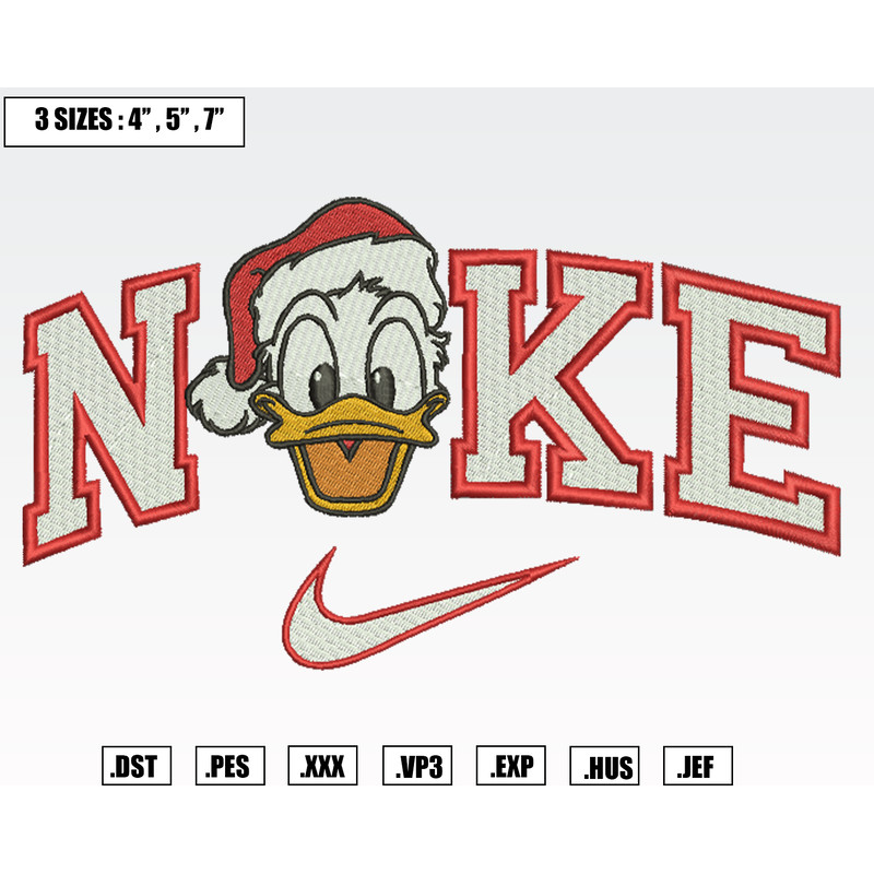 Nike Santa Donald Duck Xmas Embroidery Designs, Machine Embroidery Files, Christmas Embroidery Files.png