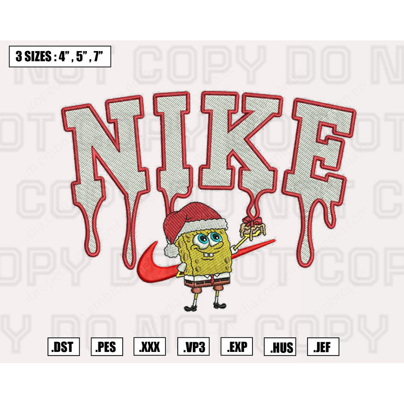 Nike Spongebob Xmas Embroidery Designs, Machine Embroidery Files, Christmas Embroidery Files.png