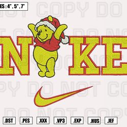 nike winnie the pooh christmas embroidery designs, machine embroidery files, christmas embroidery fi482