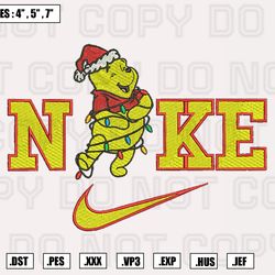 nike winnie the pooh christmas lights embroidery designs, machine embroidery files, christmas embroi483