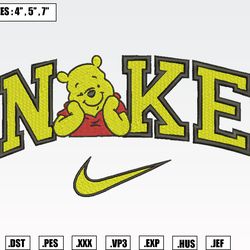 nike winnie the pooh embroidery designs, machine embroidery files, nike logo embroidery files487