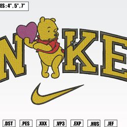 nike winnie the pooh embroidery designs, machine embroidery files, nike valentine embroidery files488