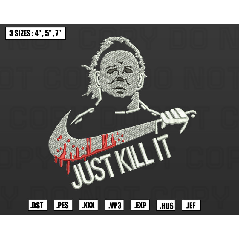 Nike x Just kill it Embroidery Designs, Halloween Embroidery Machine Design Files.png