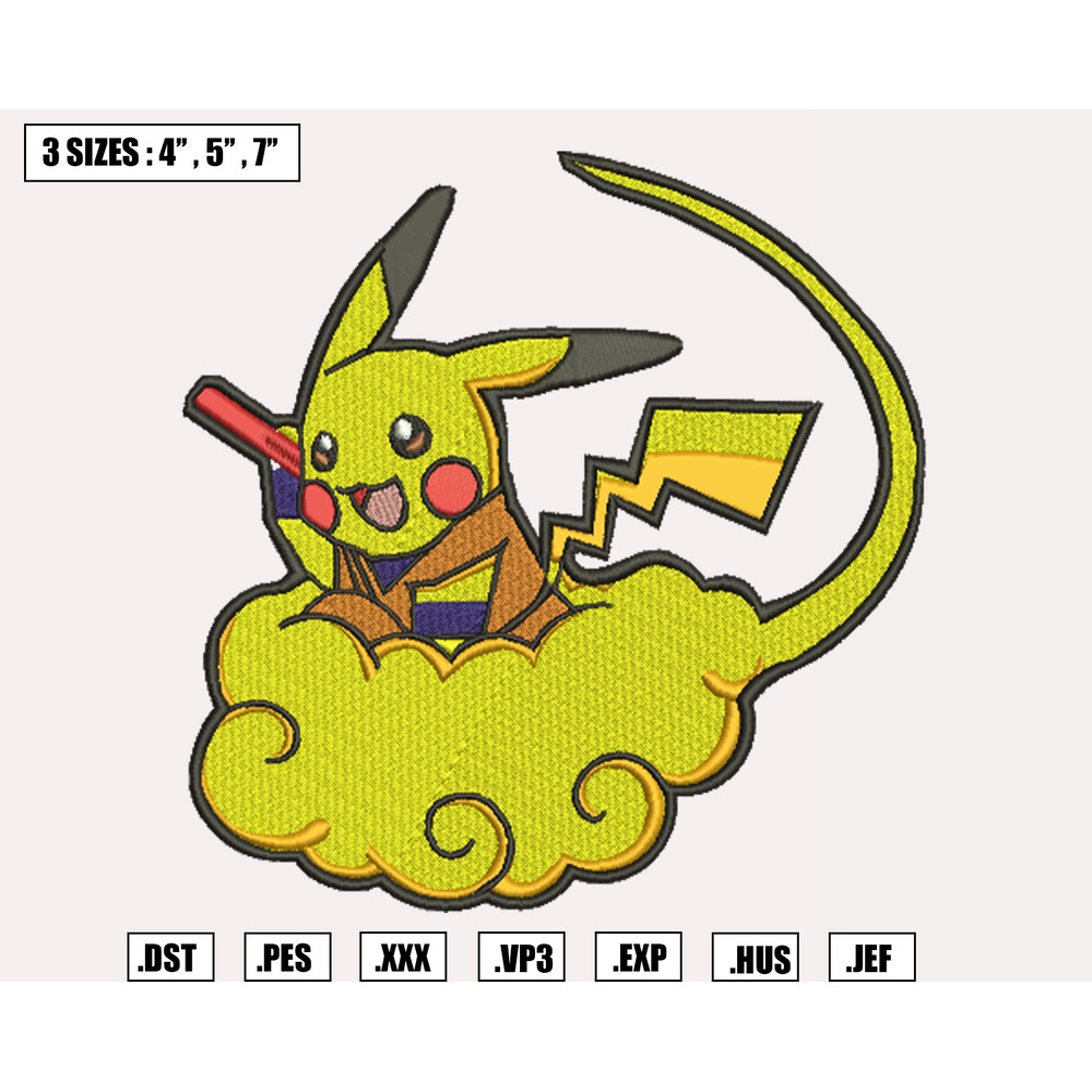 Pikachu Embroidery Design, Pokemon Embroidery File, Anime Embroidery Design, Machine Embroidery Design, Instant Download.png