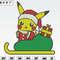 Pikachu Santa Gift Christmas Embroidery Designs, Machine Embroidery Files, Christmas Embroidery Files.png