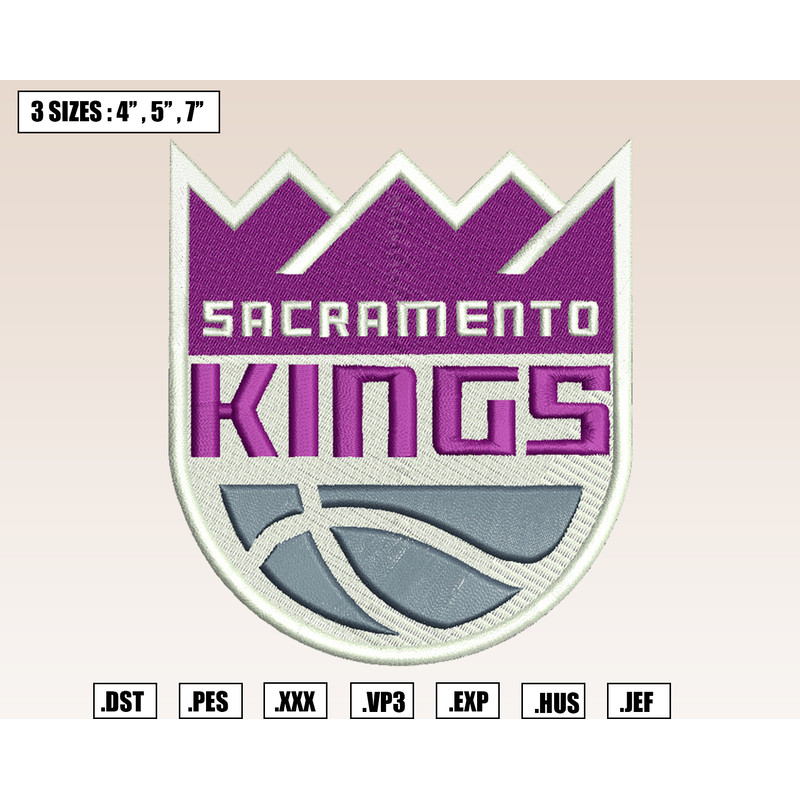 Sacramento Kings Embroidery Designs, NBA Logo Embroidery Files, Pacific, Machine Embroidery Design File,Instant Download.png