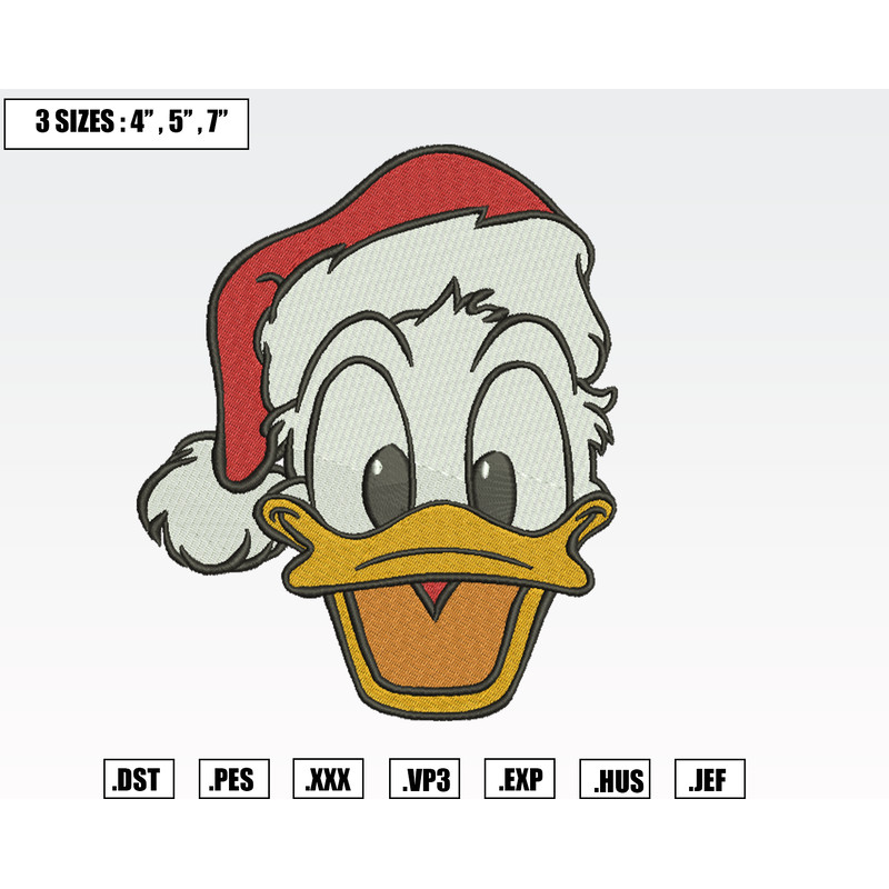 Santa Donald Duck Xmas Embroidery Designs, Machine Embroidery Files, Christmas Embroidery Files.png