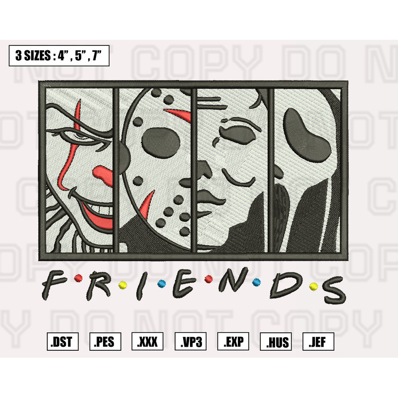 Scary Friends Embroidery Machine Designs , Scary Embroidery, Halloween Files.png