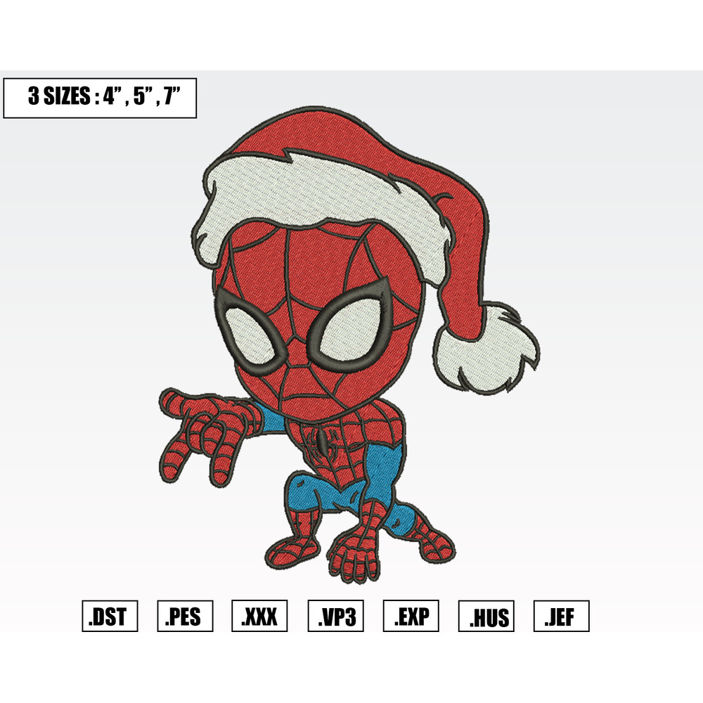 Spider Man Santa Christmas Embroidery Designs, Machine Embroidery Files, Christmas Embroidery Files.png