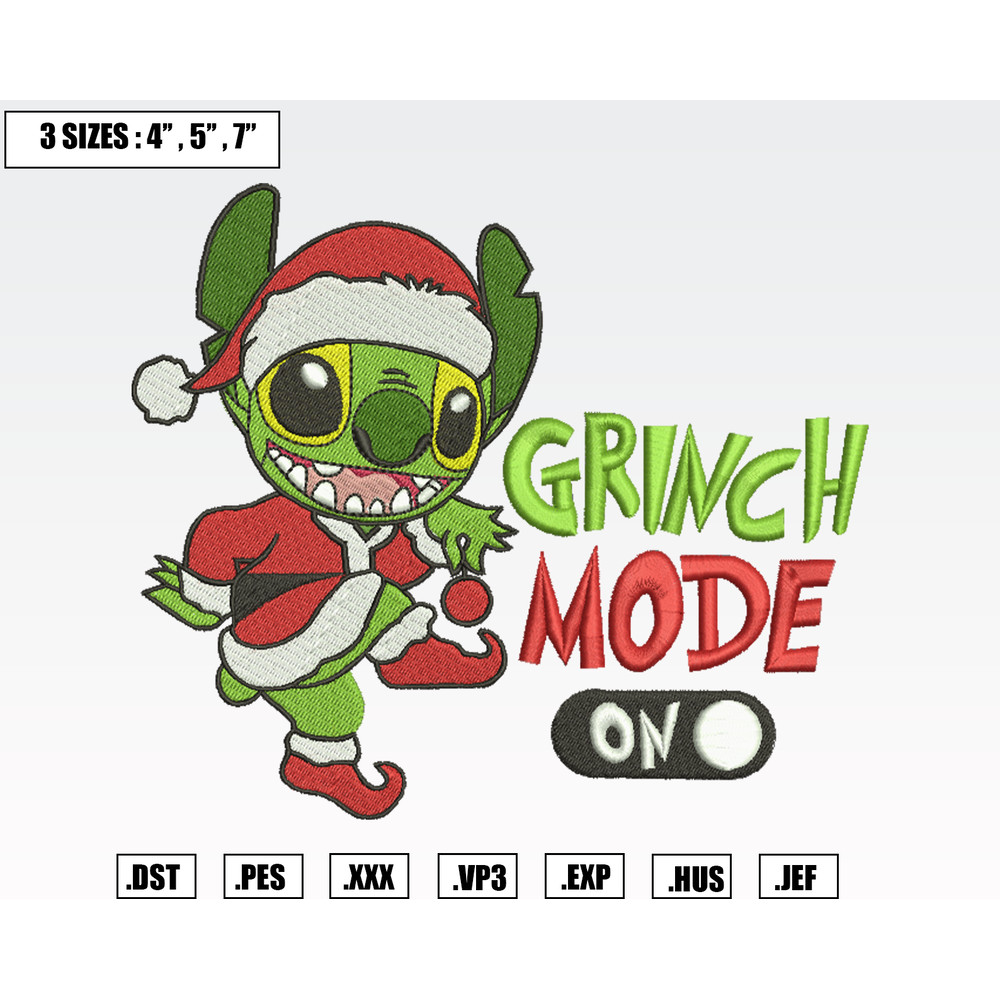 Stitch X Grinch Mode On Christmas Embroidery Designs, Machine Embroidery Files, Christmas Embroidery Files.png