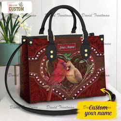 personalized cardinal couple leather bag, crossbody bag, woman shoulder bag, gift for girlfriend, leather bag, bag gift,