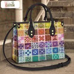 quilt blocks leather bag, crossbody bag, woman shoulder bag, gift for girlfriend, leather bag, bag gift, gift for mother