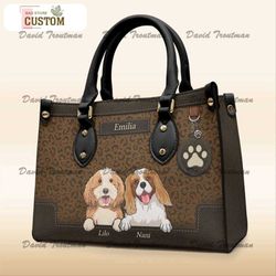 you're a pawfect fur mom dog & cat personalized custom leather handbag gift for pet owners, pet lovers.jpg