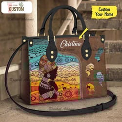 personalized african black girl leather bag, crossbody bag, woman shoulder bag, gift for girlfriend, leather bag, bag gi