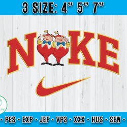 nike tweedle, alice in wonderland emb, disney nike embroidery,
