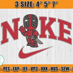 deadpool nike embroidery design, superhero embroidery file