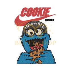 cookie monster x nike embroidery design png