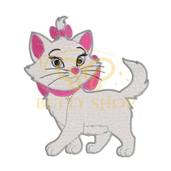marie the aristocats white kitten embroidery png