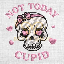 not today cupid skeleton skull love valentine embroidery