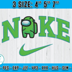 nike x green among us embroidery, cartoon nike embroidery, machine embroidery pattern