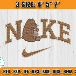nike x grizz bear embroidery, we bare bears character embroidery, cartoon character embroidery