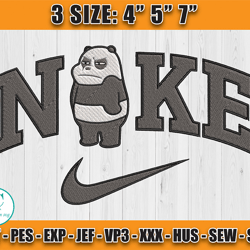 nike x panda bear embroidery, we bare bears character embroidery, nike cartoon embroidery