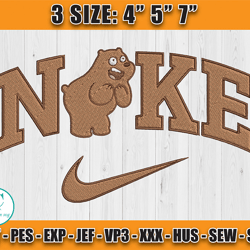 nike x grizz bear embroidery, we bare bears embroidery, cartoon inspired embroidery