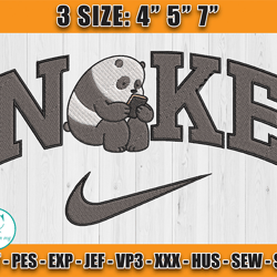 nike x panda read book, cartoon nike embroidery file, embroidery machine
